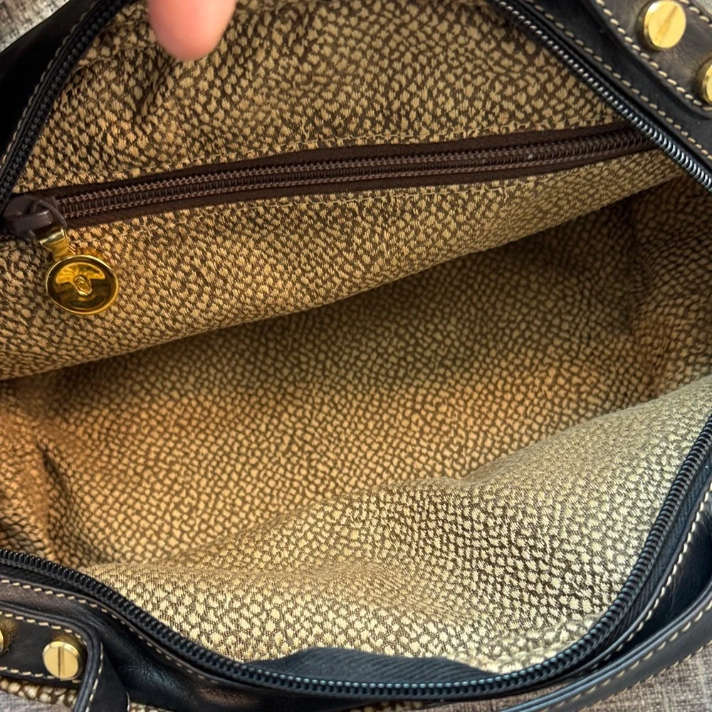 Borbonese Rare Black Leather Dome Handbag